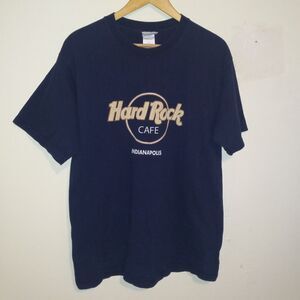 Vintage Hard Rock Cafe Indianapolis Navy Shirt-Large-1990s-Puff Graphic-Indiana